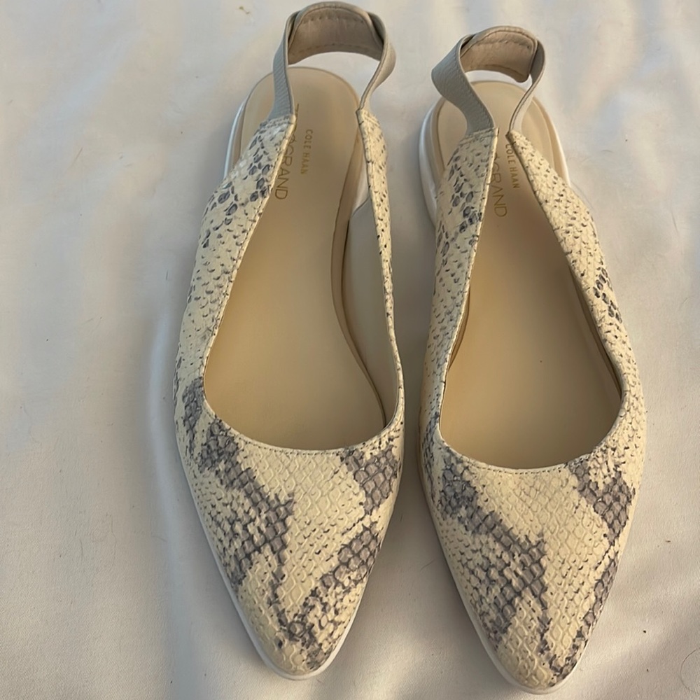 Cole Haan Faux Snakeskin Slingback Flats